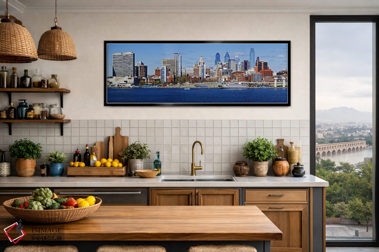 تابلو دکوراتیو Delaware River, Philadelphia, Philadelphia County, Penn… اثر پانورامیک ایمجز - D3B