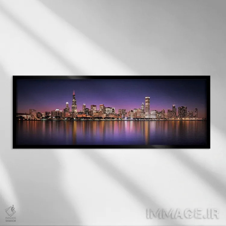 تابلو دکوراتیو Lake Michigan, Digital Composite, Chicago, Cook County… اثر پانورامیک ایمجز - نمای قابدار مشکی