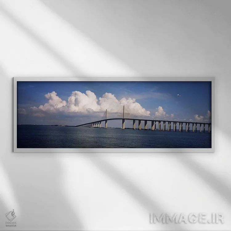 تابلو دکوراتیو Sunshine Skyway Bridge, Tampa Bay, Gulf of Mexico, Flor… اثر پانورامیک ایمجز - نمای قابدار سفید