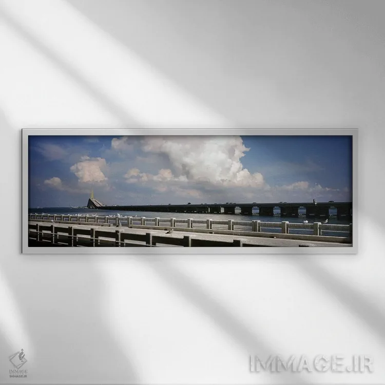تابلو دکوراتیو Sunshine Skyway Bridge, Tampa Bay, Gulf of Mexico, Flor… اثر پانورامیک ایمجز - نمای قابدار سفید