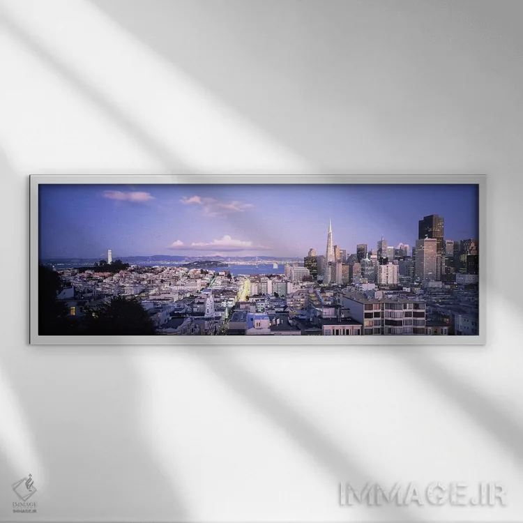 تابلو دکوراتیو San Francisco, California, USA,نمای بالای چشم انداز شهر… اثر پانورامیک ایمجز - نمای قابدار سفید