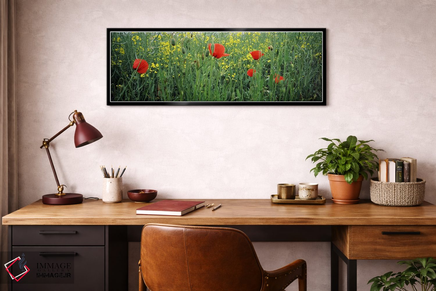 تابلو دکوراتیو Baden-Wurttemberg, Germany,شکوفه های شقایق در مزرعه کلز… اثر پانورامیک ایمجز - D3B
