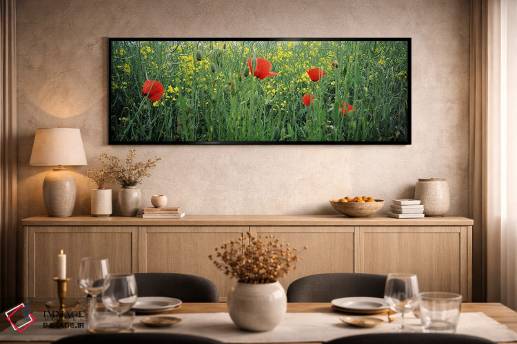 تابلو دکوراتیو Baden-Wurttemberg, Germany,شکوفه های شقایق در مزرعه کلز… اثر پانورامیک ایمجز - D2B