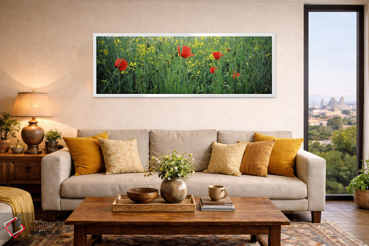 تابلو دکوراتیو Baden-Wurttemberg, Germany,شکوفه های شقایق در مزرعه کلز… اثر پانورامیک ایمجز - D4W