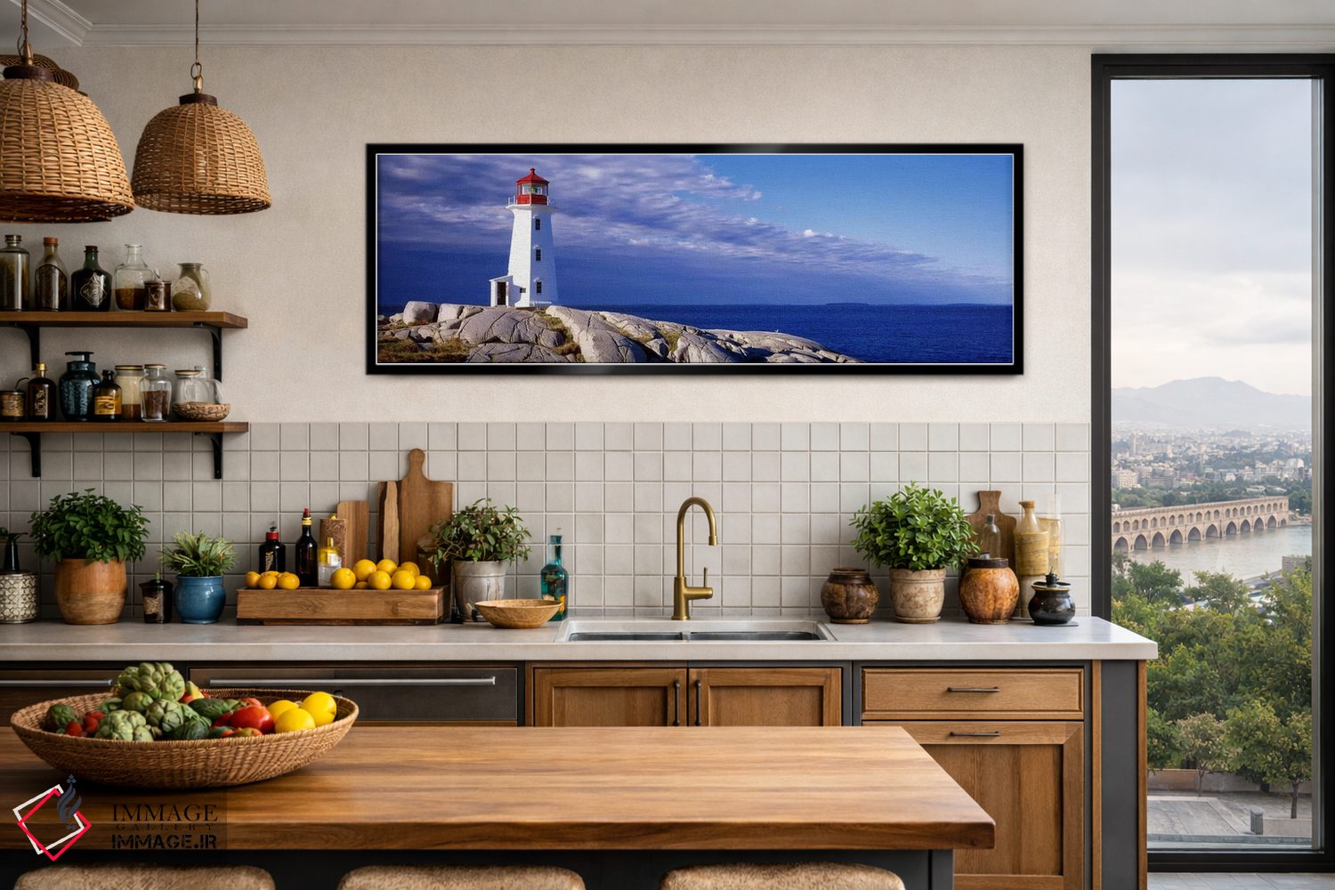تابلو دکوراتیو Peggy's Cove, Nova Scotia, Canada,نمای زاویه پایین از ی… اثر پانورامیک ایمجز - D3B