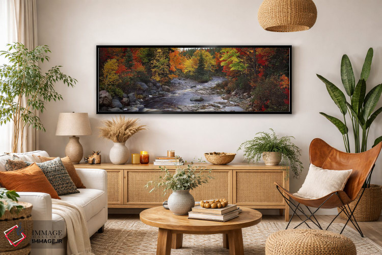 تابلو دکوراتیو Nova Scotia, Canada,جویباری با درختان در جنگلی در پاییز… اثر پانورامیک ایمجز - D3B