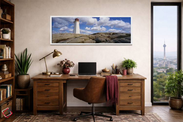 تابلو دکوراتیو Nova Scotia, Canada,نمای زاویه پایین از یک فانوس دریایی… اثر پانورامیک ایمجز - D1W