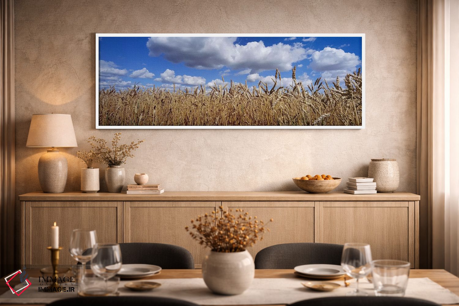 تابلو دکوراتیو Alberta, Canada,ابرهای پفی بالای یک مزرعه گندم، آلبرتا… اثر پانورامیک ایمجز - D2W