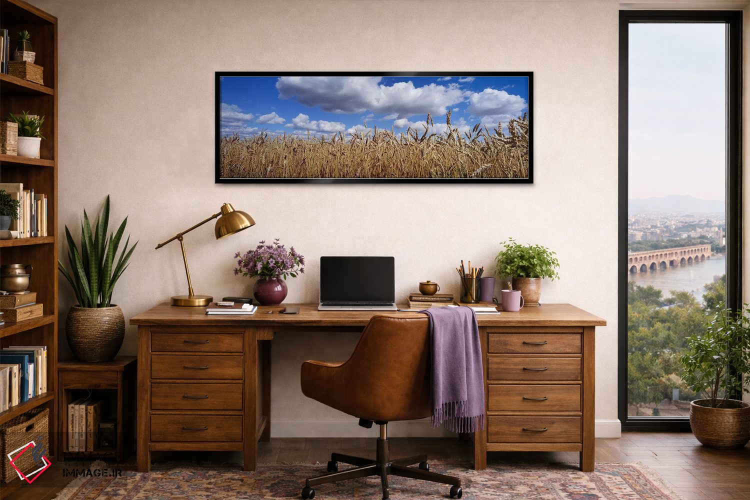 تابلو دکوراتیو Alberta, Canada,ابرهای پفی بالای یک مزرعه گندم، آلبرتا… اثر پانورامیک ایمجز - D3B