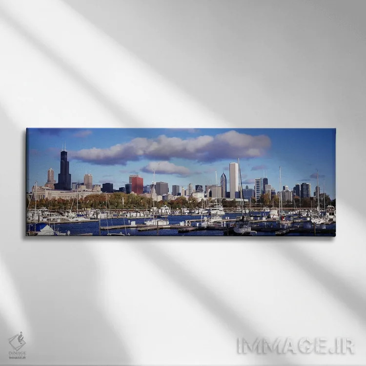 تابلو دکوراتیو Illinois, USA,قایق های پهلو گرفته در بندر بورنهام، شیکا… اثر پانورامیک ایمجز - نمای روبهرو روی دیوار