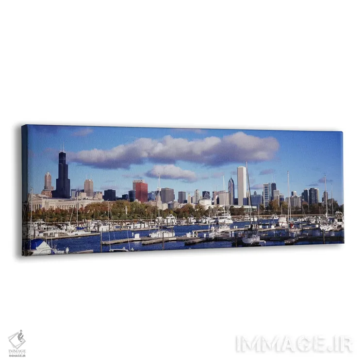 تابلو دکوراتیو Illinois, USA,قایق های پهلو گرفته در بندر بورنهام، شیکا… اثر پانورامیک ایمجز - نمای پرسپکتیو محصول