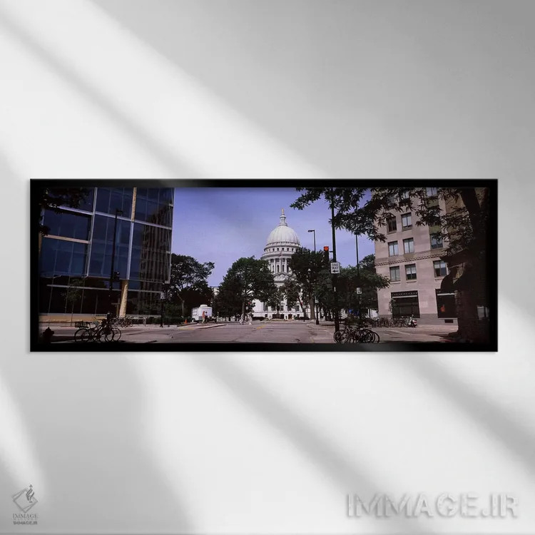 تابلو دکوراتیو Madison, Wisconsin, USA,ساختمان دولتی در شهر، ساختمان ک… اثر پانورامیک ایمجز - نمای قابدار مشکی