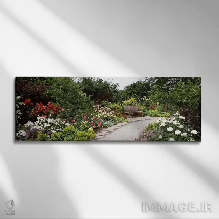 تابلو دکوراتیو Madison, Wisconsin, USA,نیمکت در باغ، باغ های گیاه شناس… اثر پانورامیک ایمجز - نمای روبهرو روی دیوار