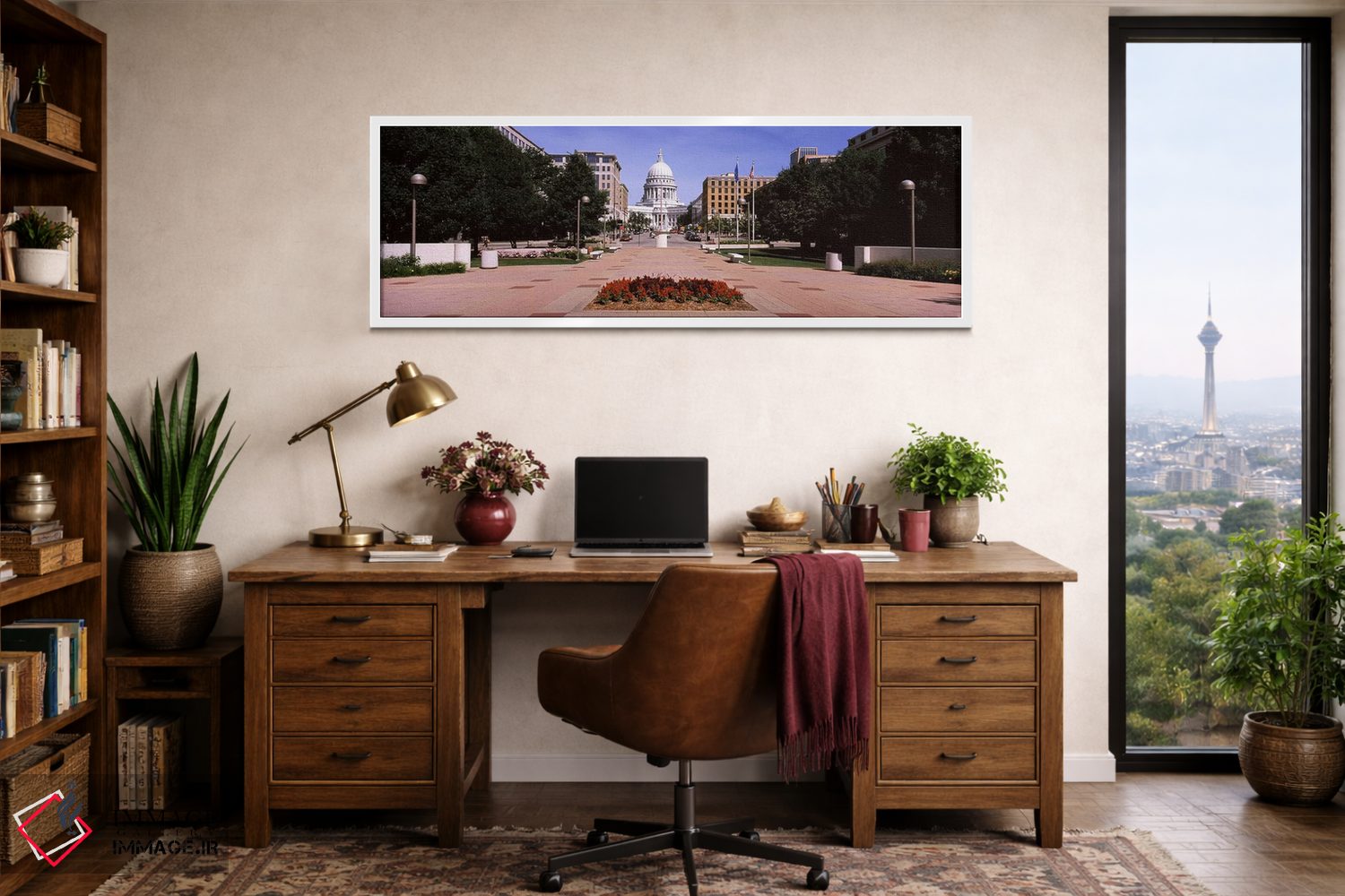 تابلو دکوراتیو Madison, Wisconsin, USA,مسیر پیاده رو منتهی به ساختمان… اثر پانورامیک ایمجز - D1W