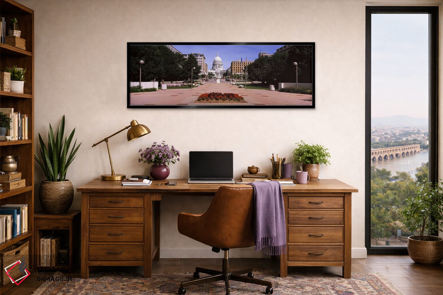 تابلو دکوراتیو Madison, Wisconsin, USA,مسیر پیاده رو منتهی به ساختمان… اثر پانورامیک ایمجز - D2B