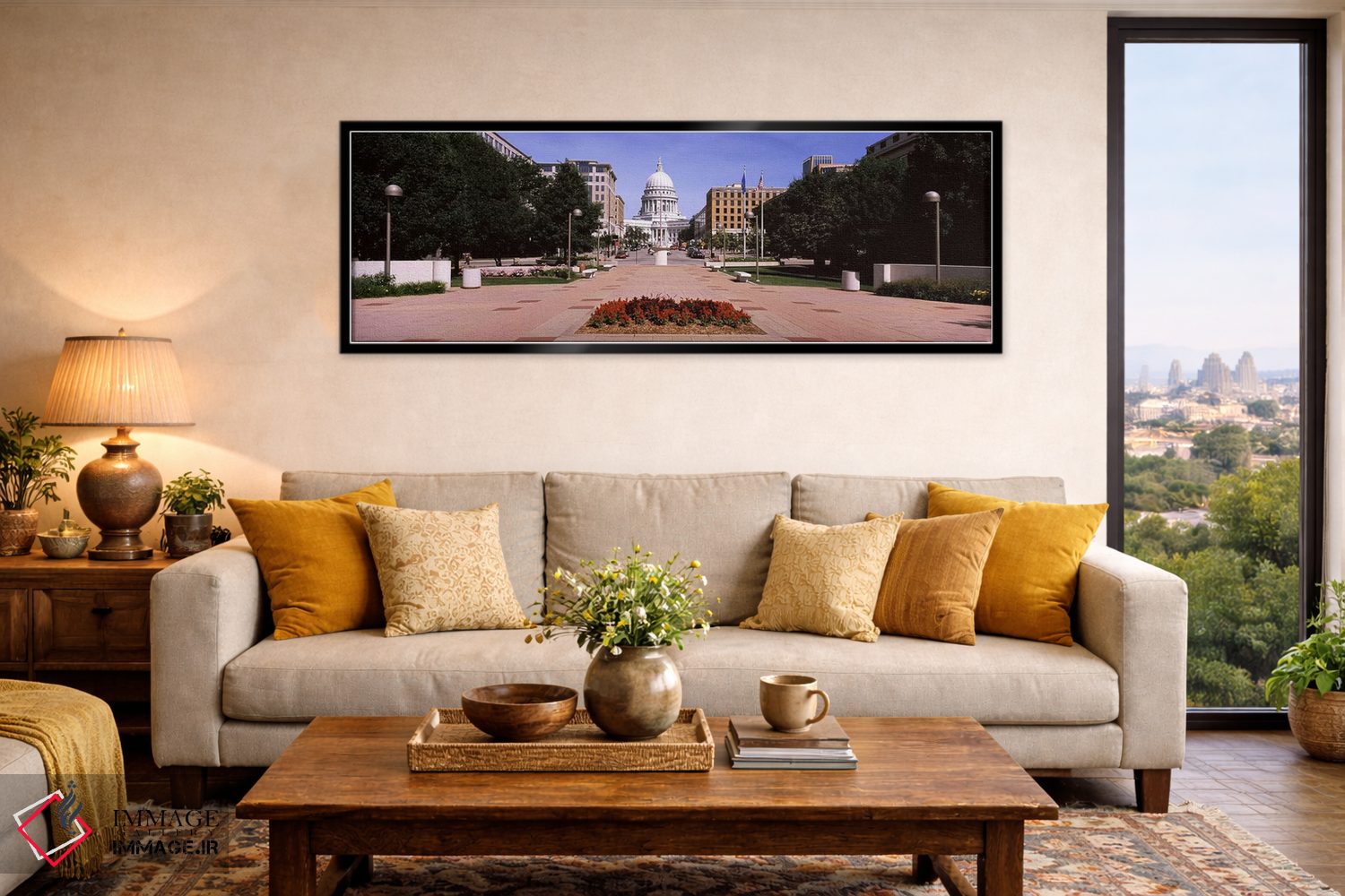 تابلو دکوراتیو Madison, Wisconsin, USA,مسیر پیاده رو منتهی به ساختمان… اثر پانورامیک ایمجز - D6B