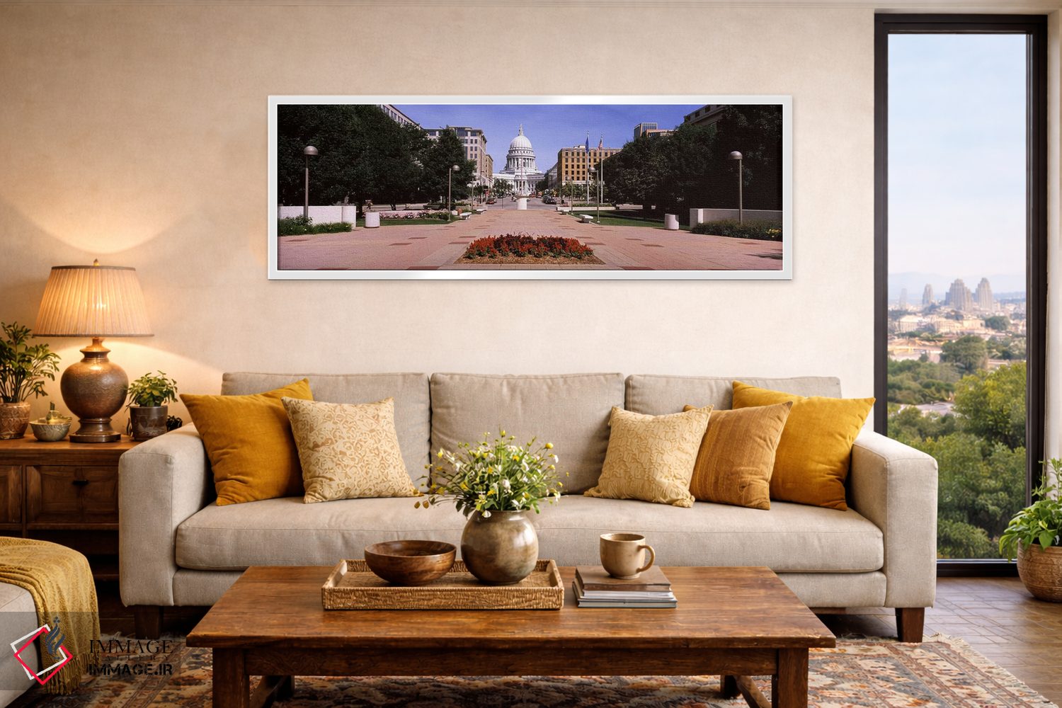 تابلو دکوراتیو Madison, Wisconsin, USA,مسیر پیاده رو منتهی به ساختمان… اثر پانورامیک ایمجز - D5W