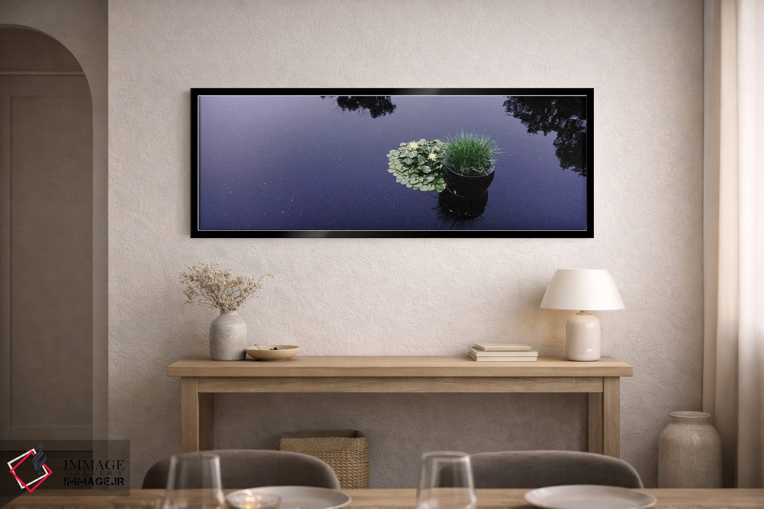 تابلو دکوراتیو Madison, Wisconsin, USA,نیلوفرهای آبی به همراه یک گیاه… اثر پانورامیک ایمجز - D2B
