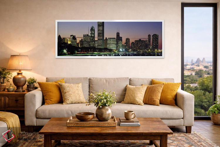 تابلو دکوراتیو Chicago, Cook County, Illinois, USA,ساختمان های روشن در… اثر پانورامیک ایمجز - D4W