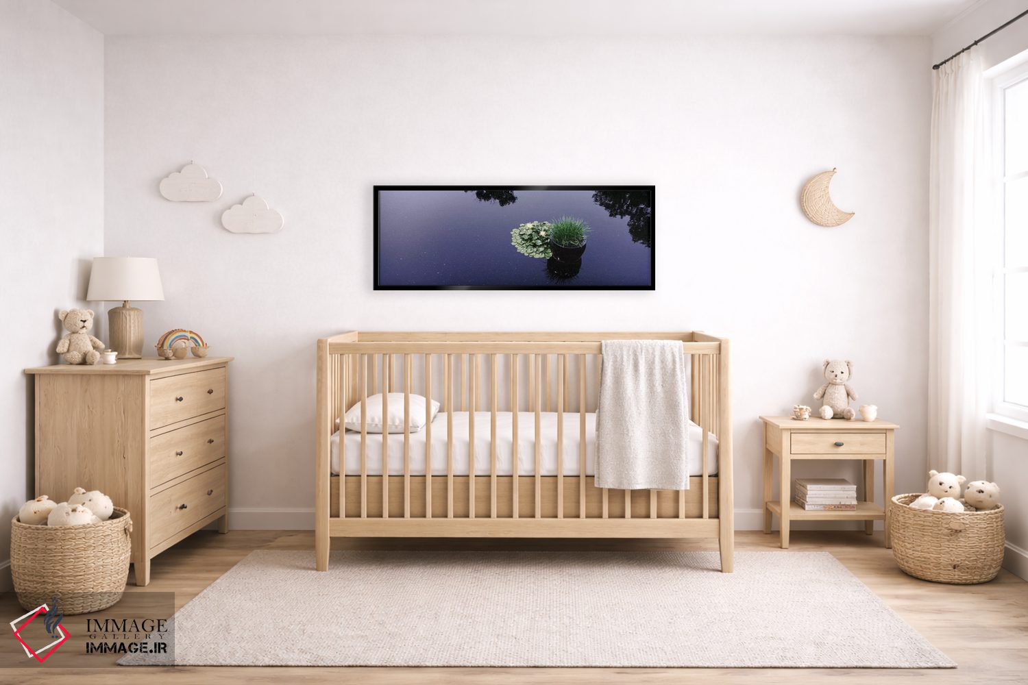 تابلو دکوراتیو Madison, Wisconsin, USA,نیلوفرهای آبی به همراه یک گیاه… اثر پانورامیک ایمجز - D5B