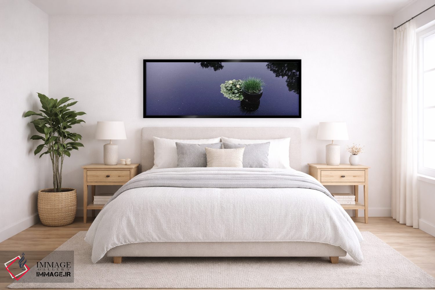 تابلو دکوراتیو Madison, Wisconsin, USA,نیلوفرهای آبی به همراه یک گیاه… اثر پانورامیک ایمجز - D6B