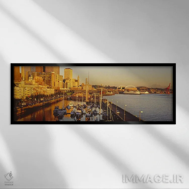 تابلو دکوراتیو Elliott Bay, Bell Harbor Marina, Seattle, King County… اثر پانورامیک ایمجز - نمای قابدار مشکی