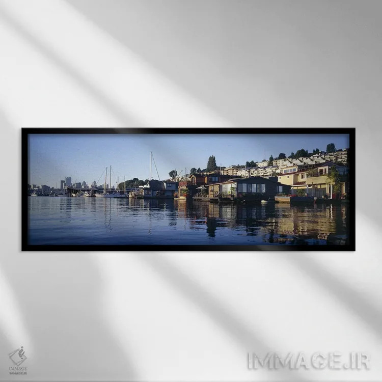 تابلو دکوراتیو Lake Union, Seattle, King County, Washington State, USA… اثر پانورامیک ایمجز - نمای قابدار مشکی