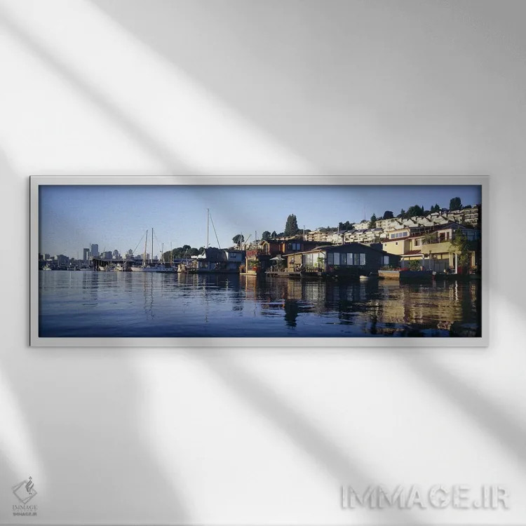 تابلو دکوراتیو Lake Union, Seattle, King County, Washington State, USA… اثر پانورامیک ایمجز - نمای قابدار سفید