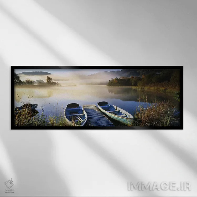 تابلو دکوراتیو Grasmere, Cumbria, England,قایق های پارویی در کنار دریا… اثر پانورامیک ایمجز - نمای قابدار مشکی