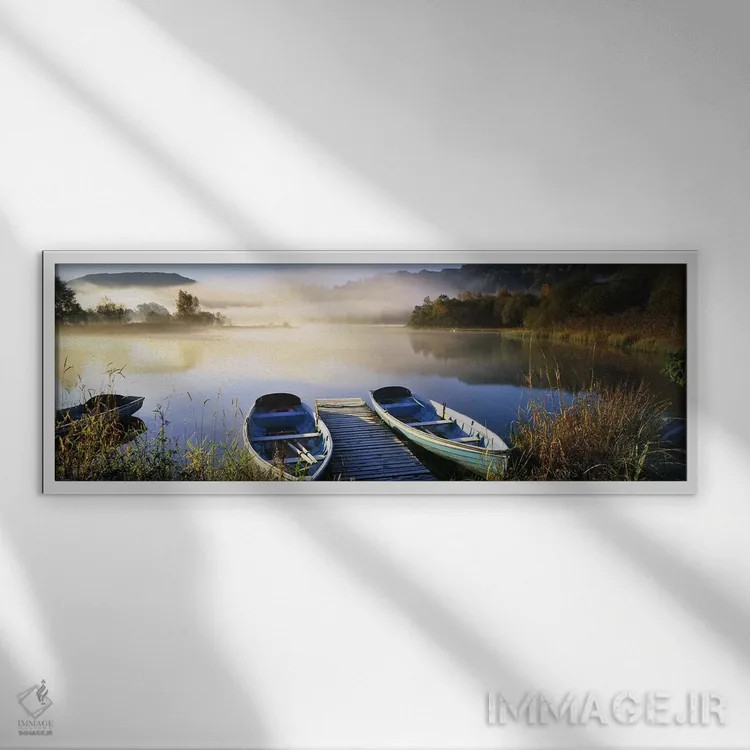 تابلو دکوراتیو Grasmere, Cumbria, England,قایق های پارویی در کنار دریا… اثر پانورامیک ایمجز - نمای قابدار سفید