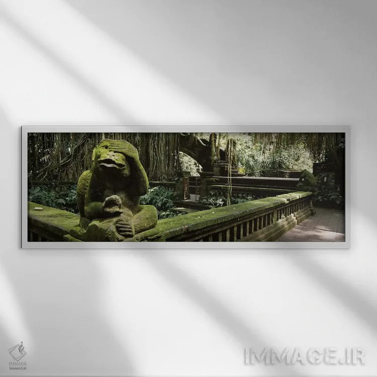 تابلو دکوراتیو Bathing Temple, Ubud Monkey Forest, Ubud, Bali, Indones… اثر پانورامیک ایمجز - نمای قابدار سفید