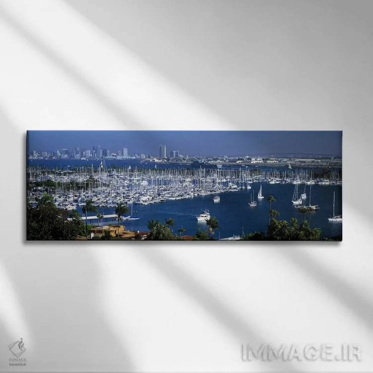 تابلو دکوراتیو San Diego, California, USA,نمای هوایی از قایق های پهلو… اثر پانورامیک ایمجز - نمای روبهرو روی دیوار