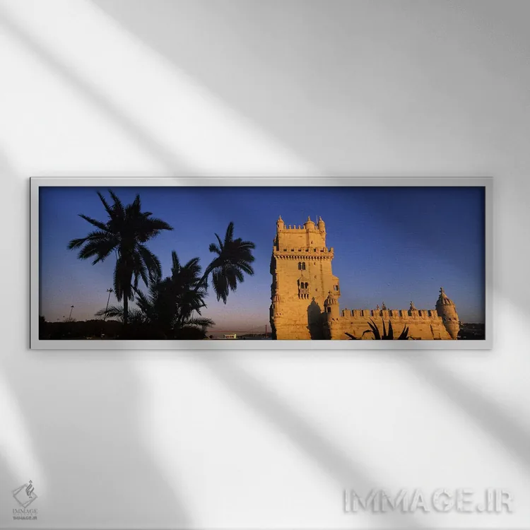 تابلو دکوراتیو Torre De Belem, Belem, Lisbon, Portugal,نمای زاویه پایی… اثر پانورامیک ایمجز - نمای قابدار سفید