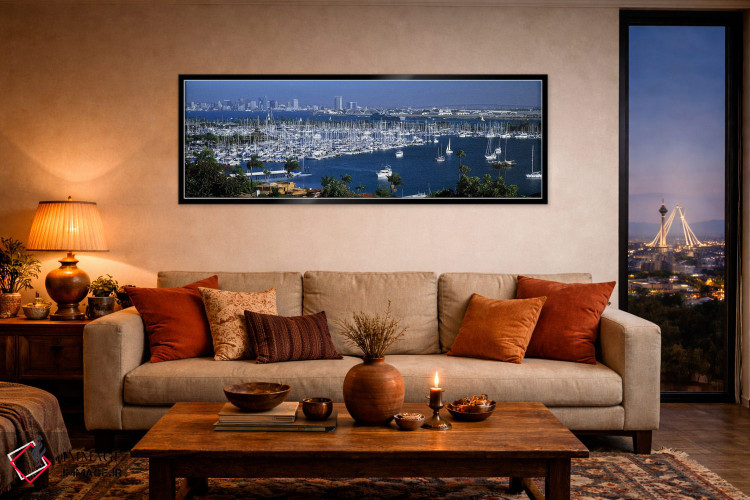تابلو دکوراتیو San Diego, California, USA,نمای هوایی از قایق های پهلو… اثر پانورامیک ایمجز - D5B