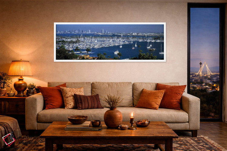 تابلو دکوراتیو San Diego, California, USA,نمای هوایی از قایق های پهلو… اثر پانورامیک ایمجز - D4W