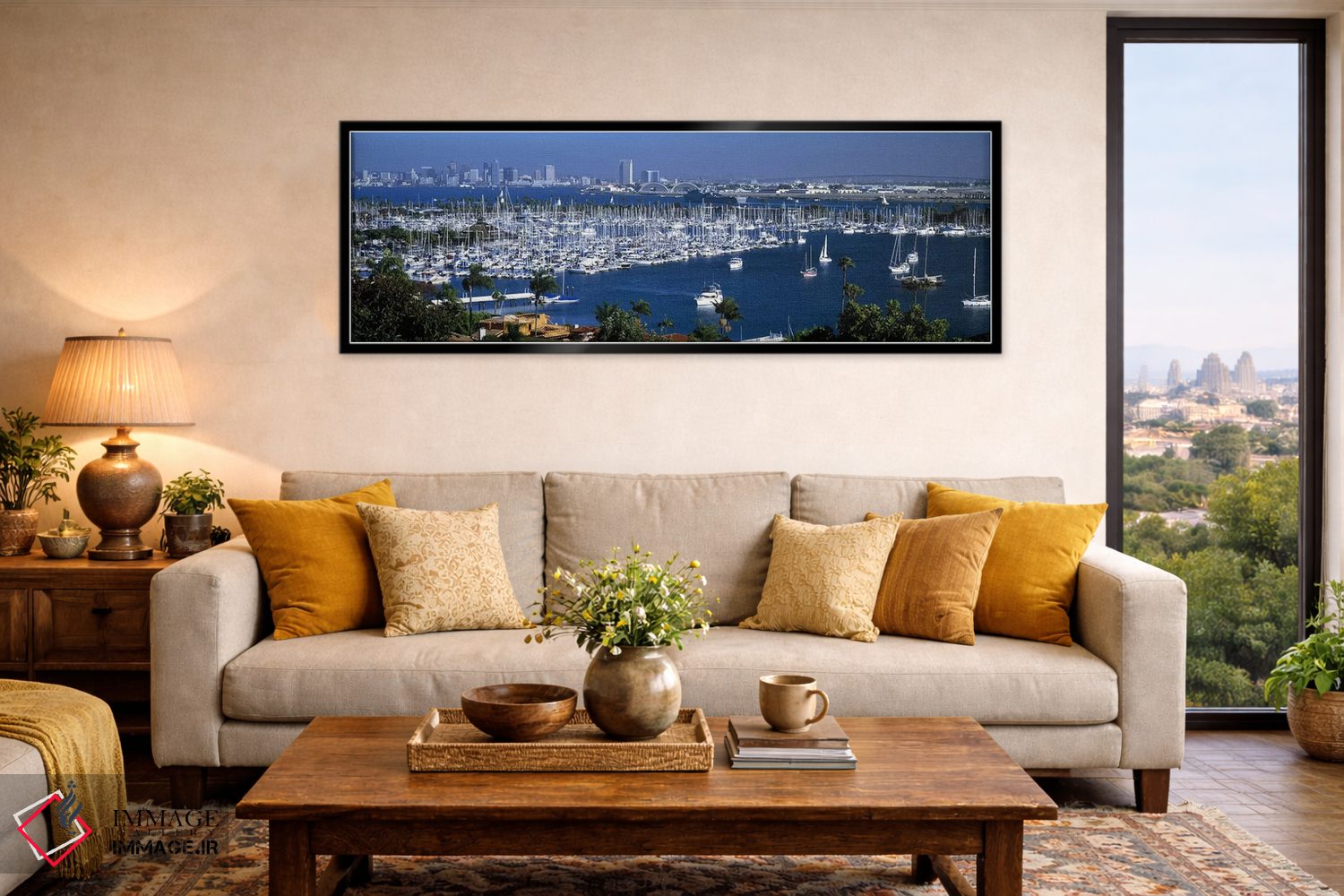 تابلو دکوراتیو San Diego, California, USA,نمای هوایی از قایق های پهلو… اثر پانورامیک ایمجز - D6B
