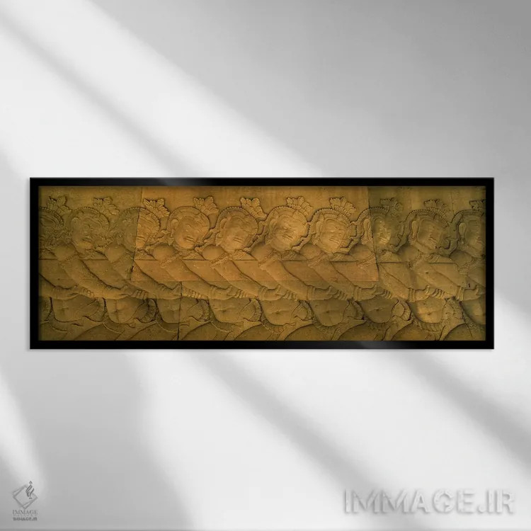 تابلو دکوراتیو Angkor Wat, Angkor, Cambodia #2,نقش برجسته در یک معبد… اثر پانورامیک ایمجز - نمای قابدار مشکی