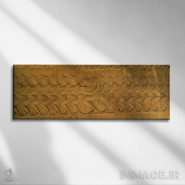 تابلو دکوراتیو Angkor Wat, Angkor, Cambodia #3,نقش برجسته در یک معبد… اثر پانورامیک ایمجز - نمای روبهرو روی دیوار