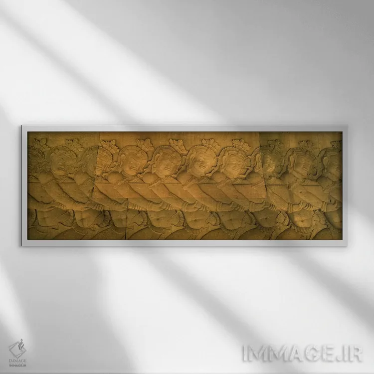 تابلو دکوراتیو Angkor Wat, Angkor, Cambodia #2,نقش برجسته در یک معبد… اثر پانورامیک ایمجز - نمای قابدار سفید