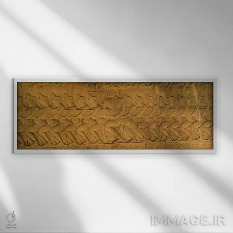 تابلو دکوراتیو Angkor Wat, Angkor, Cambodia #3,نقش برجسته در یک معبد… اثر پانورامیک ایمجز - نمای قابدار سفید