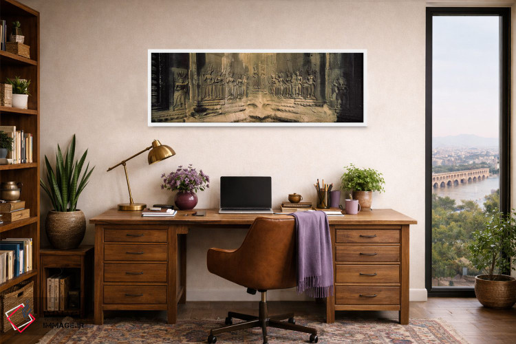 تابلو دکوراتیو Angkor Wat, Angkor, Cambodia,نقش برجسته در یک معبد، انگ… اثر پانورامیک ایمجز - D1W