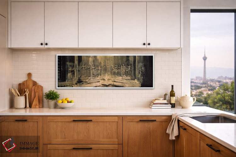 تابلو دکوراتیو Angkor Wat, Angkor, Cambodia,نقش برجسته در یک معبد، انگ… اثر پانورامیک ایمجز - D2W