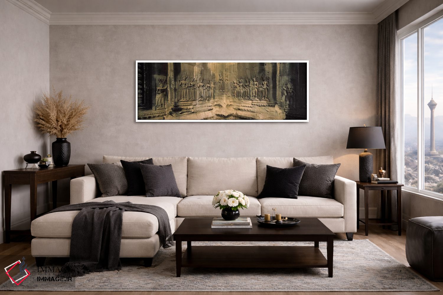 تابلو دکوراتیو Angkor Wat, Angkor, Cambodia,نقش برجسته در یک معبد، انگ… اثر پانورامیک ایمجز - D3W