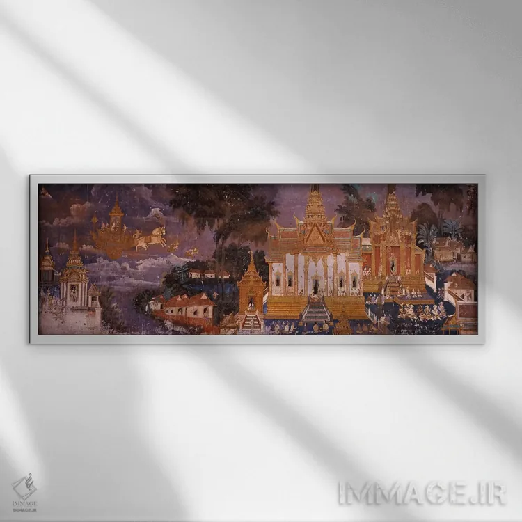 تابلو دکوراتیو Royal Palace, Phnom Penh, Cambodia,نقاشی های دیواری رام… اثر پانورامیک ایمجز - نمای قابدار سفید