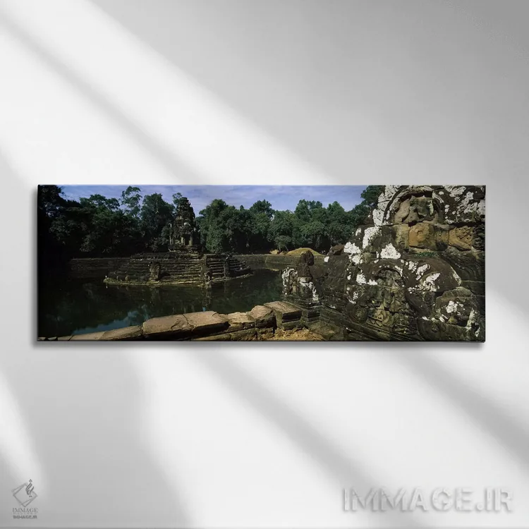 تابلو دکوراتیو Neak Pean, Angkor, Cambodia,تندیس ها در یک معبد، نیاک پ… اثر پانورامیک ایمجز - نمای روبهرو روی دیوار