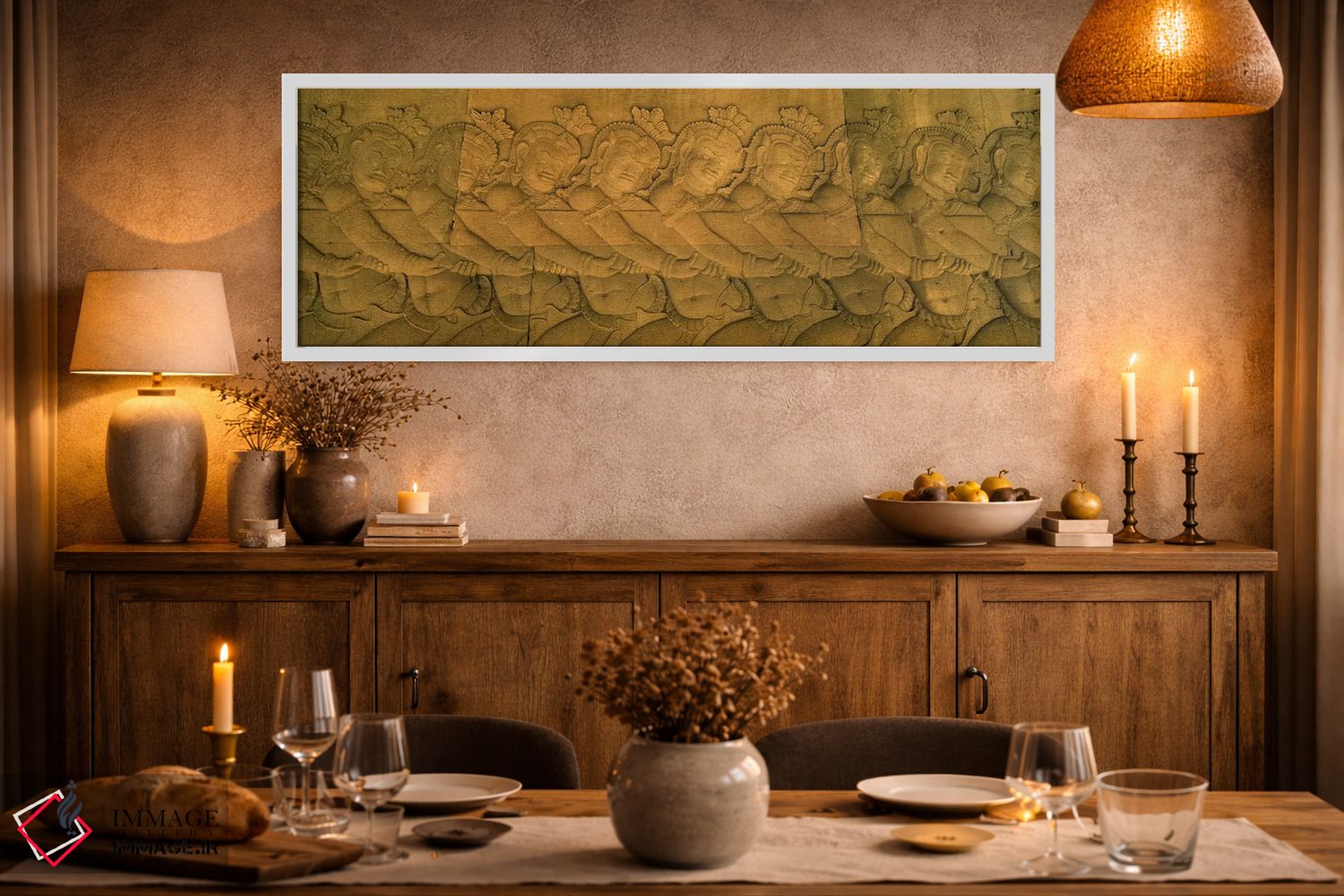 تابلو دکوراتیو Angkor Wat, Angkor, Cambodia #2,نقش برجسته در یک معبد… اثر پانورامیک ایمجز - D1W