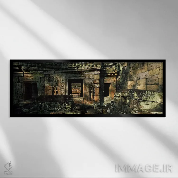 تابلو دکوراتیو Preah Khan, Angkor, Cambodia,ویرانه های یک معبد، پریه خ… اثر پانورامیک ایمجز - نمای قابدار مشکی