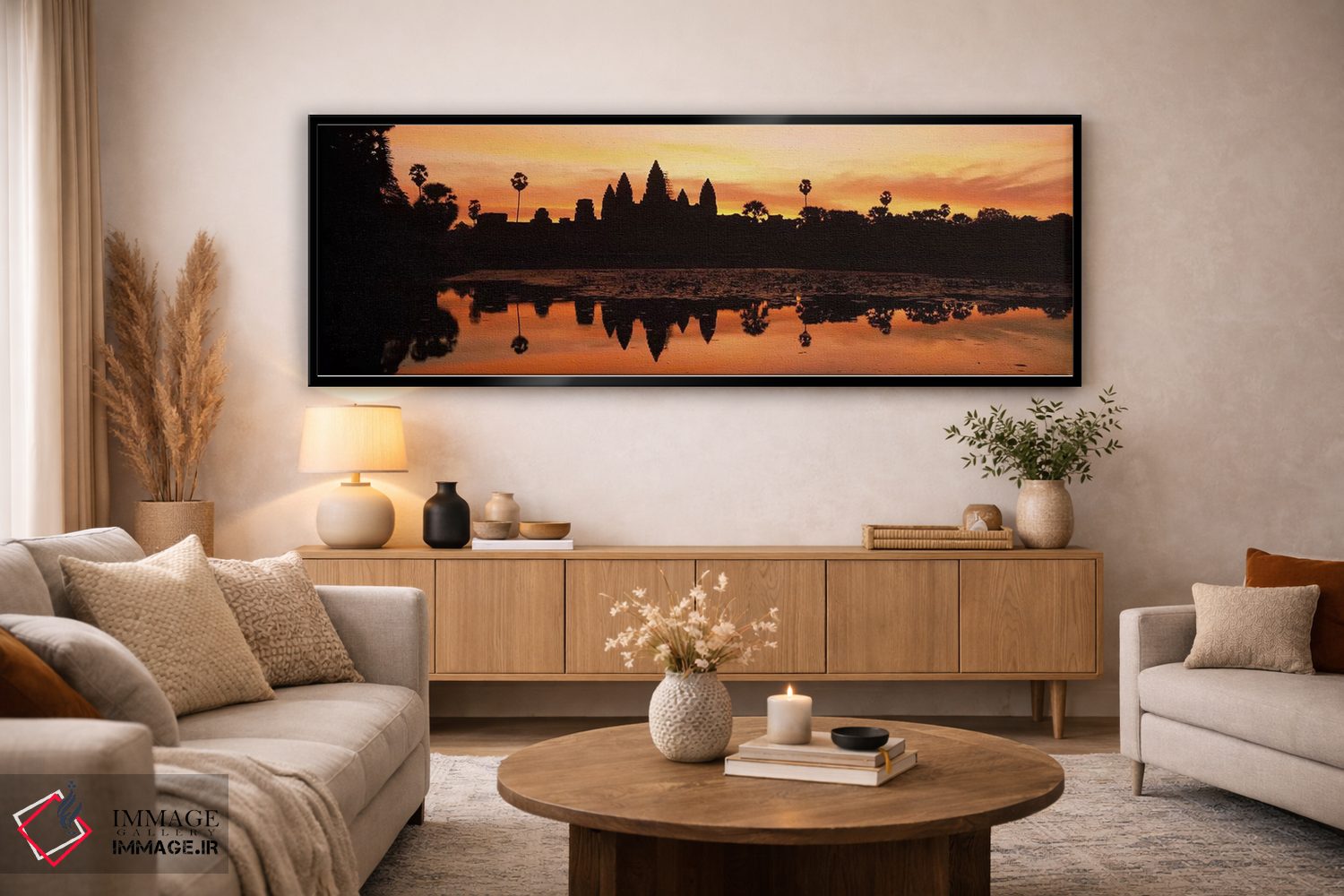 تابلو دکوراتیو Angkor Wat, Angkor, Cambodia,سیلوئت یک معبد، انگکور وات… اثر پانورامیک ایمجز - D5B