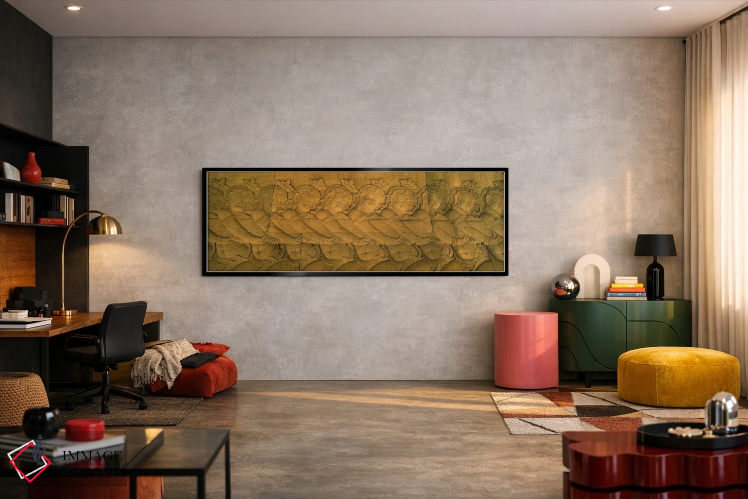 تابلو دکوراتیو Angkor Wat, Angkor, Cambodia #2,نقش برجسته در یک معبد… اثر پانورامیک ایمجز - D6B