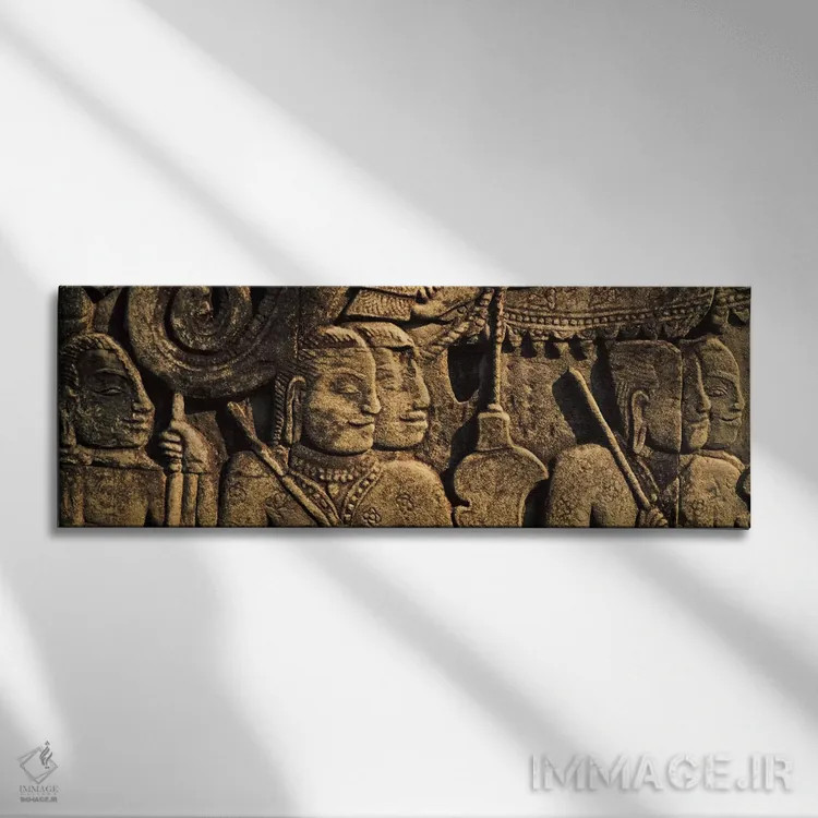 تابلو دکوراتیو Bayon Temple, Angkor, Cambodia,مجسمه ها در یک معبد، معب… اثر پانورامیک ایمجز - نمای روبهرو روی دیوار